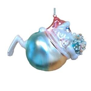 December Diamonds 79-81297 Pastel Santa Swimming 5" Glass Christmas Ornament